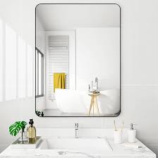 Espejo de Baño Negro con Marco de Aluminio - 40 cm